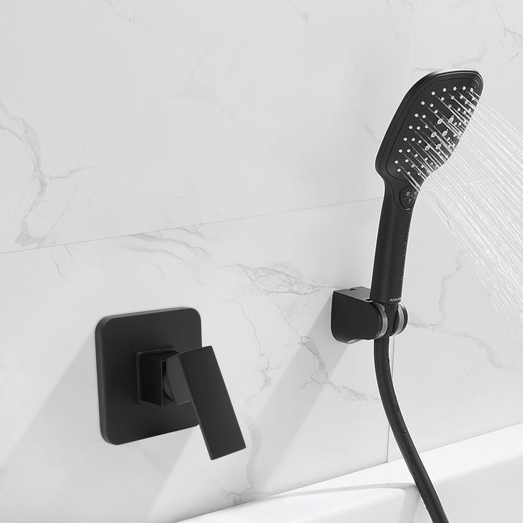 Shower Valves Wall Mount Copper Faucet Shower Rough-In Valve Bathroom Trim Kit Single Handle Tub Shower Valve Mixer, Matte Black