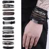 Punk 6-Piece Genuine Leather Multi-Layer Bracelet Set
