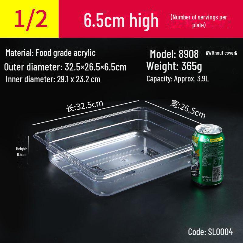 Transparente rechteckige Acryl-Heißtopfschale und Frischhalte-Obst-Auslagebox