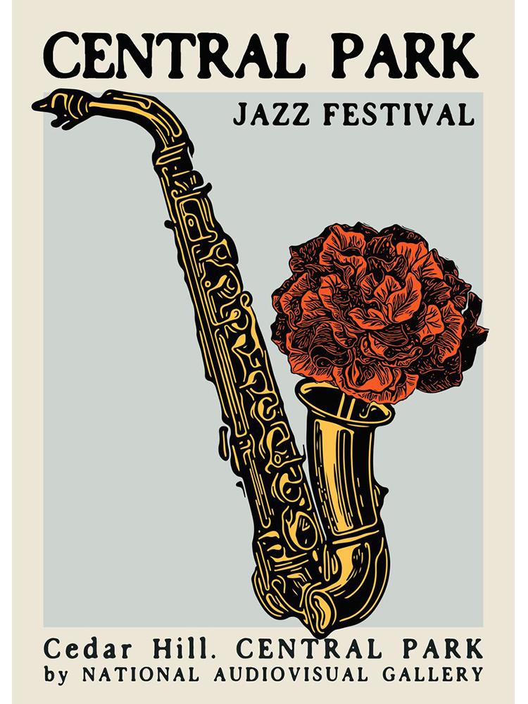 

Винтажные джазовые плакаты, джазовый фестиваль в Монтрё, граммофон, черный кот, холст, картина, скандинавское настенное искусство для гостиной, домашний декор 50x70cm No Frame