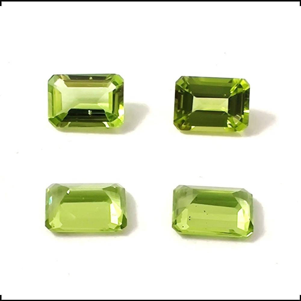 7x5 MM, Best Ring And Earring Making Stone, 4 Carat, Light Inclusion Faceted Peridot Cut Gemstone,  4 Pieces Set.