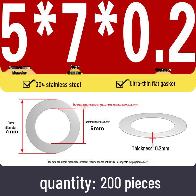 Plochá podložka z nerezové oceli 304 pro nastavení vůle hřídele (0,1/0,2/0,3 mm)