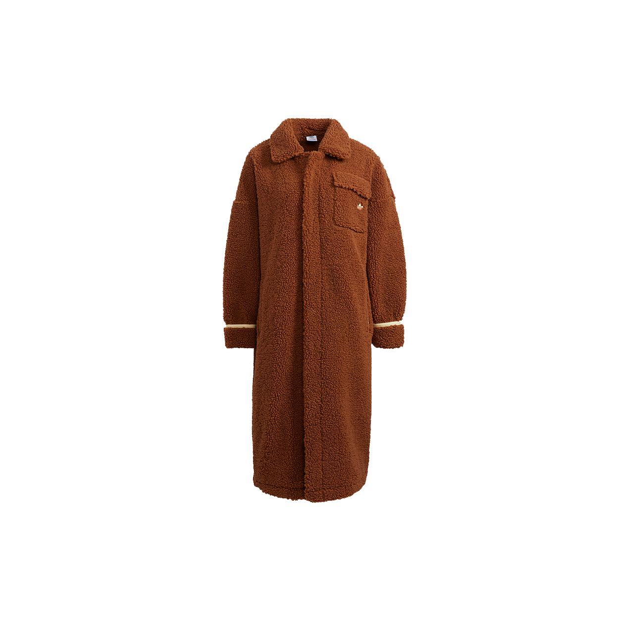 Adidas Originals Cozy Sherpa Fleece Jacket Women Warm Soft Brown Winter Outdoor Casual Outerwear HC0310 34