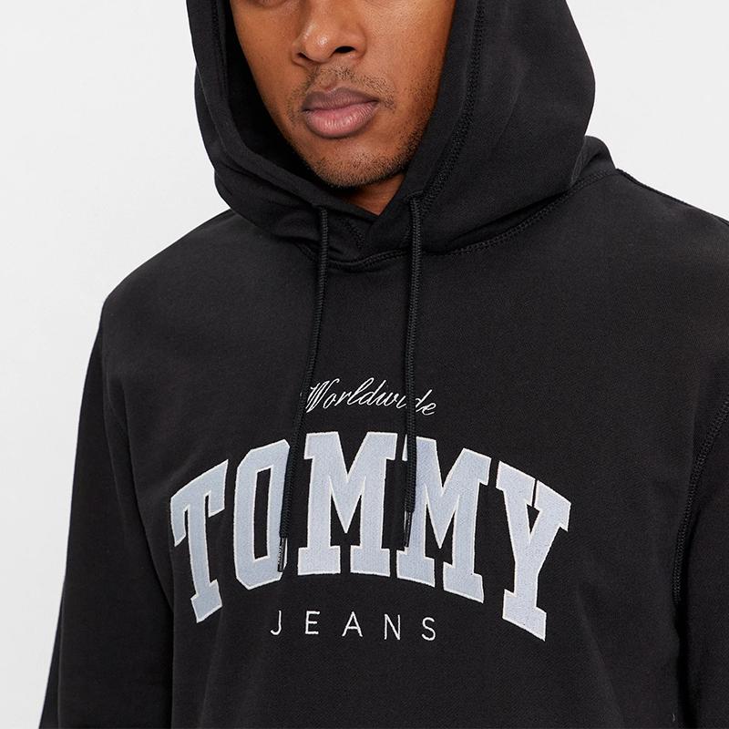 Tommy Jeans bluza męska czarna kangurka DM0DM18401-BDS XL