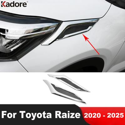 For Toyota Raize/For Perodua Ativa -2025 Chrome Car Front Head Light Lamp Eyebrow Cover Trim Headlight Strip Accessories