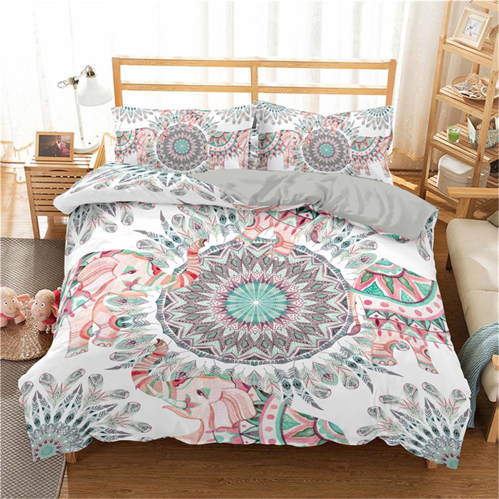 Indian Floral Style King Queen Duvet Cover Colorful Boho Mandala Bedding Set For Adults Geometric Exotic Polyester Quilt Cover