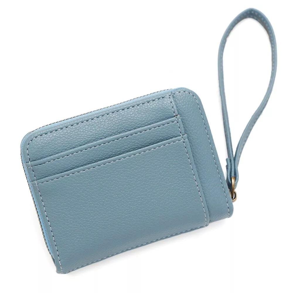 Simple PU Leather Small Short Wallet Multi Slots Solid Color Card Holder Zipper Business Card Case Men Women