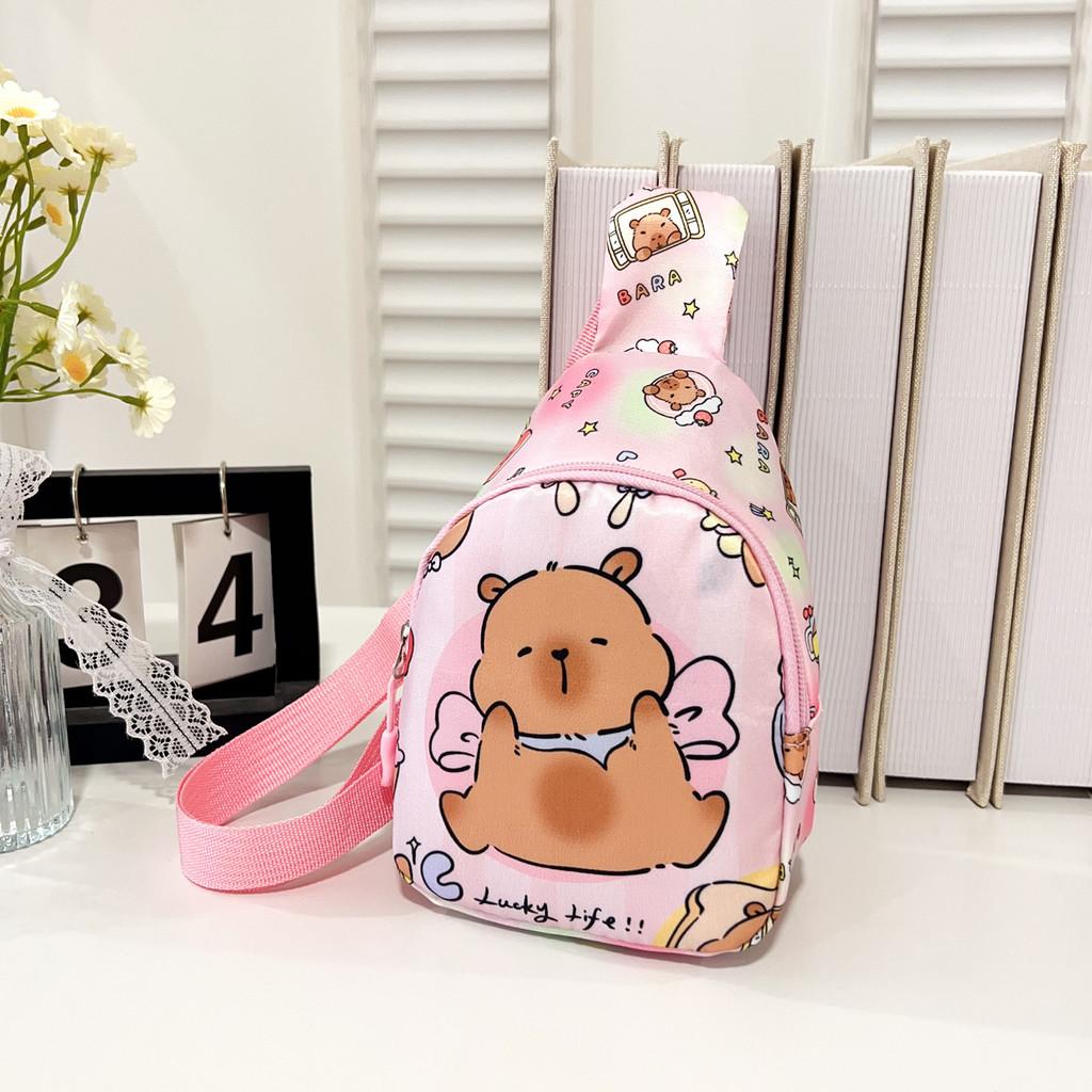 Capybara Preschool Children Nylon Crossbody Bag Animal Pattern Everyday Design