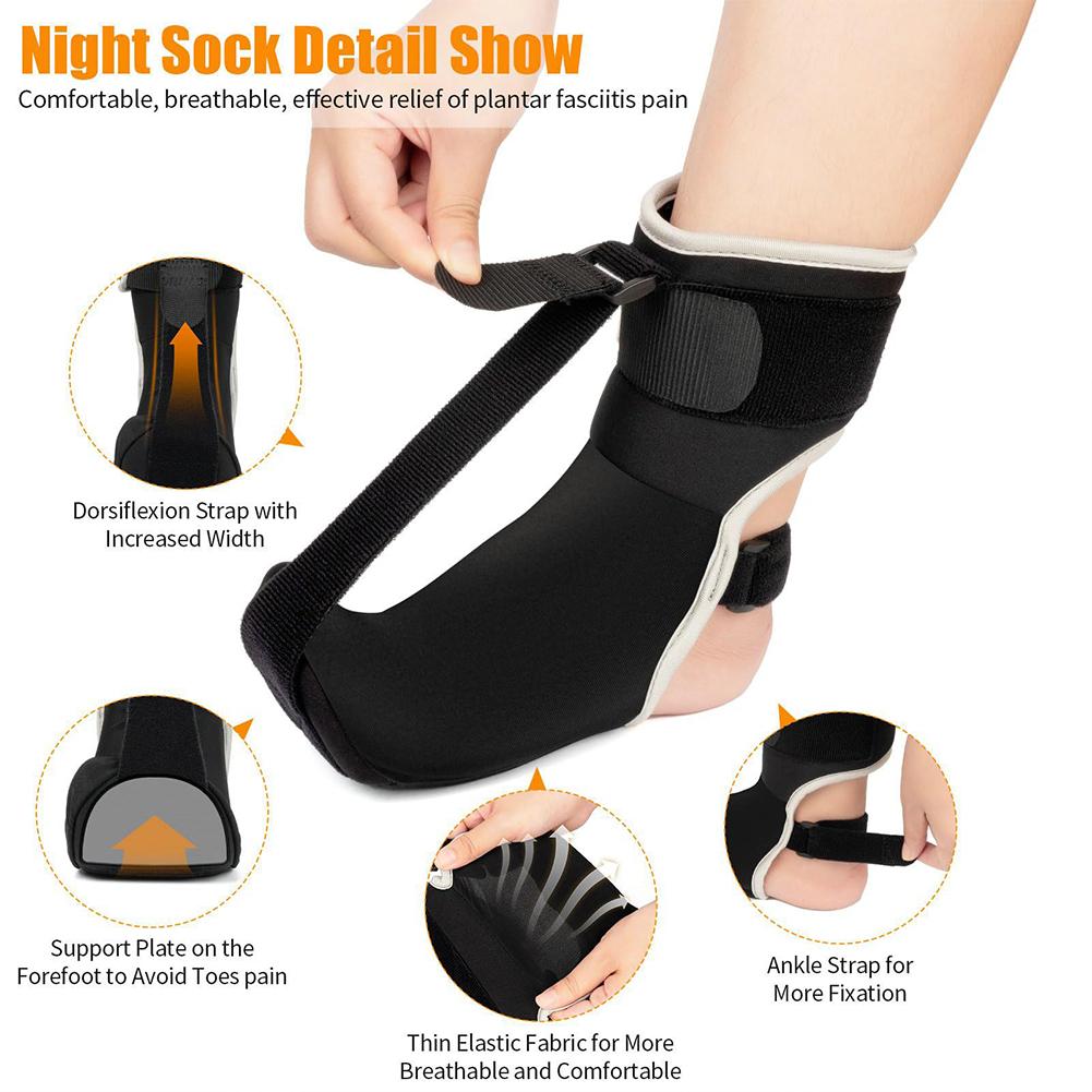 Plantar Fasciitis Brace with Arch Support/Massage Ball Soft and Comfortable Foot Brace Adjustable Plantar Fascia Brace