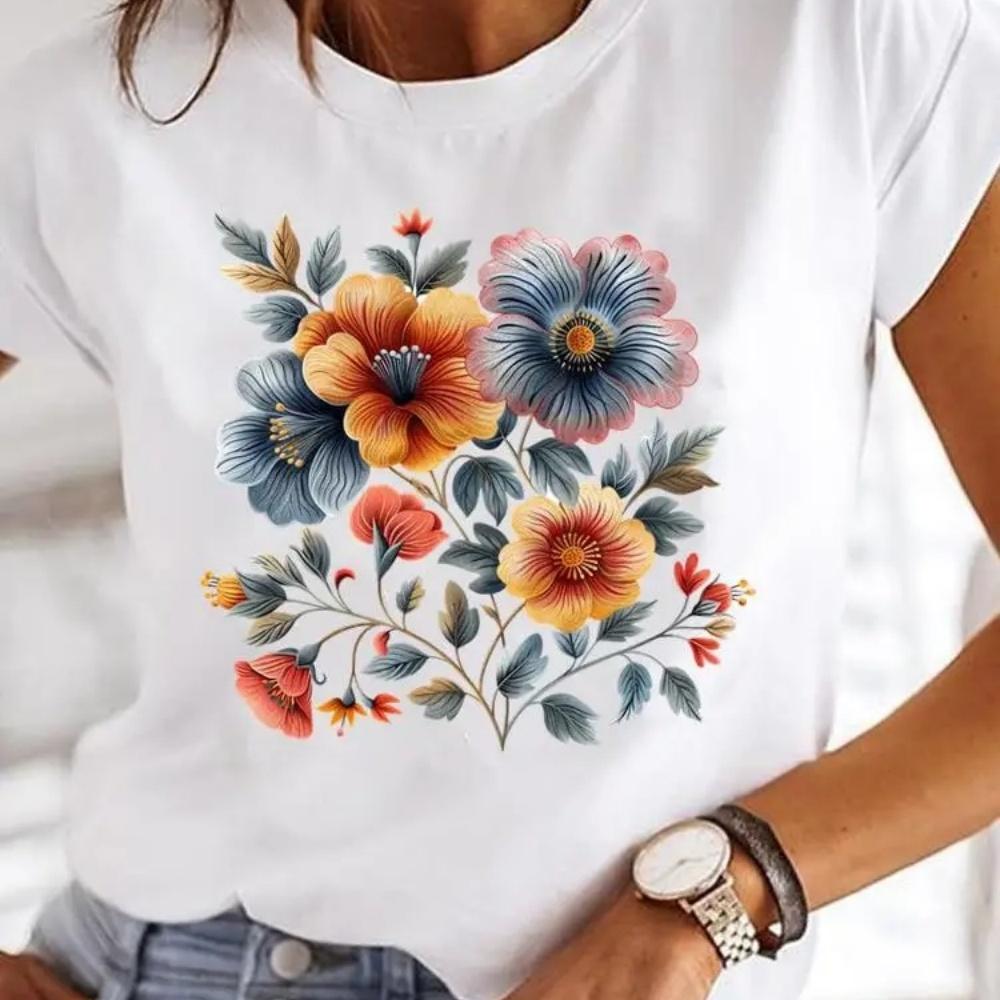 Butterfly Trend 90s Casual Top Clothes Female Short Sleeve Print Tshirts Fashion Oneck T Clothing for Women Graphic Tee