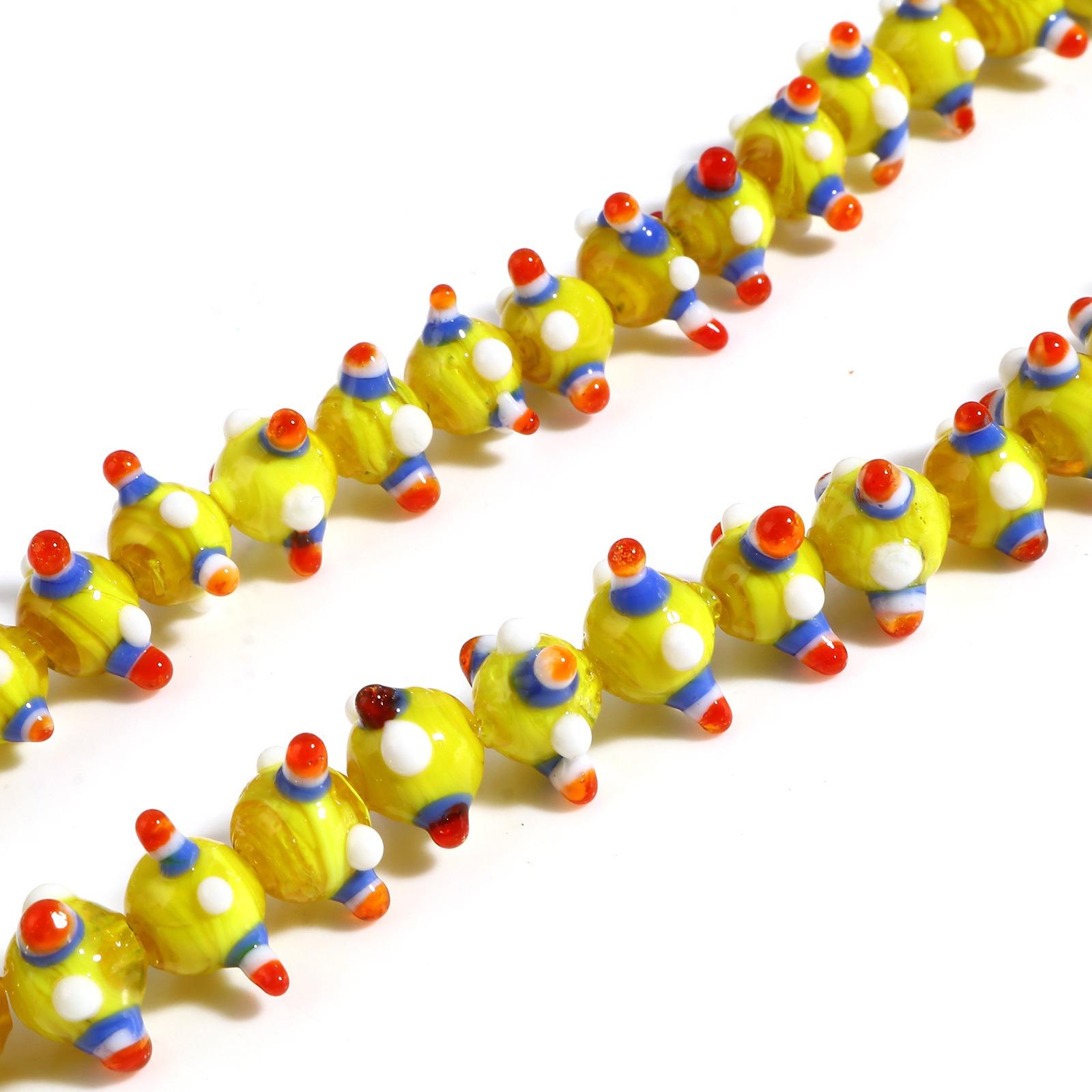 

10PCs Multicolor 11mm Lampwork Glass Beads Round Ball Loose Spacer Beads DIY Making Necklace Bracelets For Girls Women Jewelry жовтий