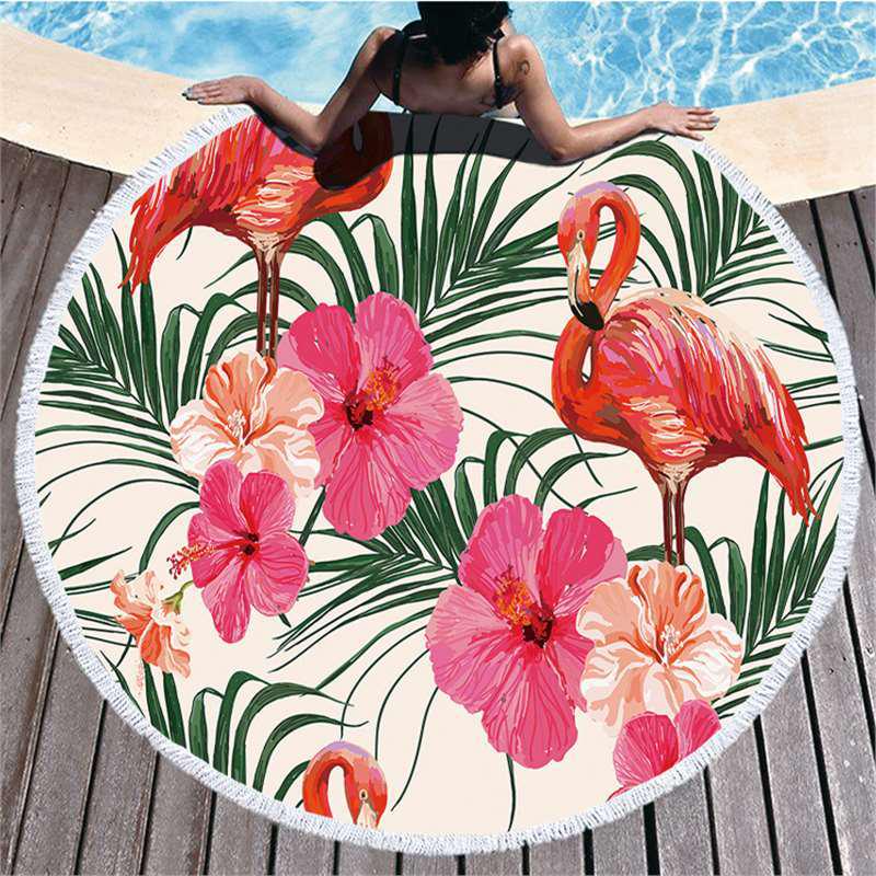 Seria Flamingi Ultra-Delikatne Włókno Ręcznik Plażowy i Mata Wewnętrzna/Zewnętrzna