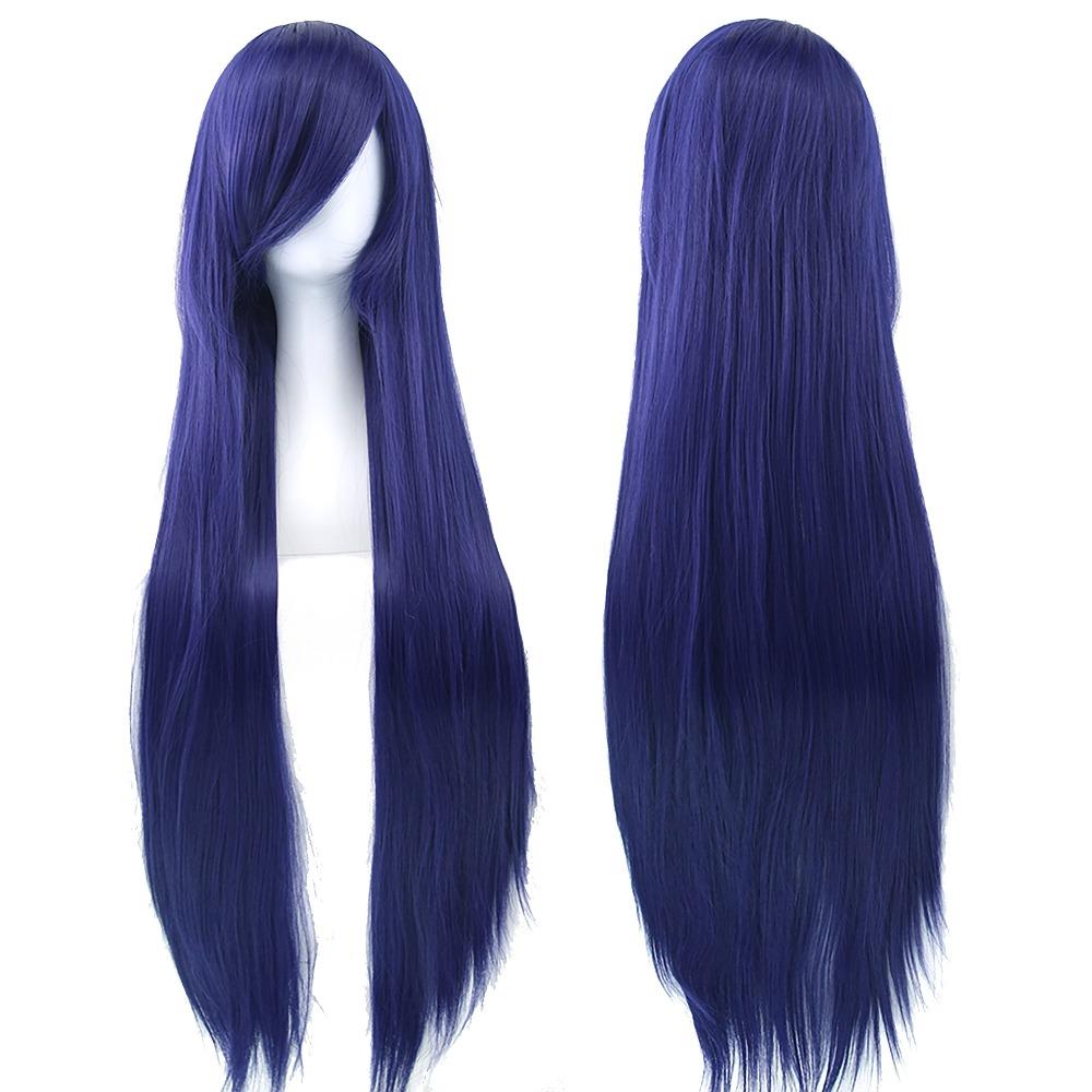 Heat Resistance Long Synthetic Hair 80cm Anime Straight Hairpiece Halloween Cosplay Wigs  Costume