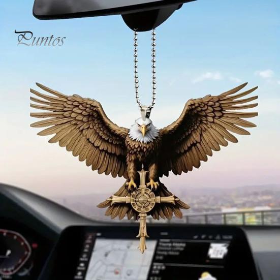 Durable Acrylic Car Interior Pendant Eagle Hanging Ornament, 2D Flat Tough Temperament Decor Rearview Mirror Decor, Lightweight Auto Decoration for