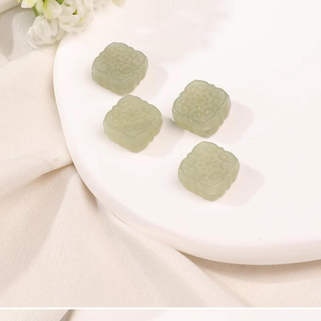 Hetian Jade Ruyi Square Plaque Beads for DIY Jewelry & Bracelets