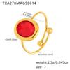 18k Gold Plated Open Ring with Qiong Yao Czech Glass Stone in Stainless Steel Bezel