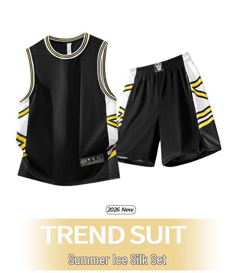 Herren Quick-Dry Eis Seide Sportanzug - Sommer Lauf- & Trainingsweste und Shorts