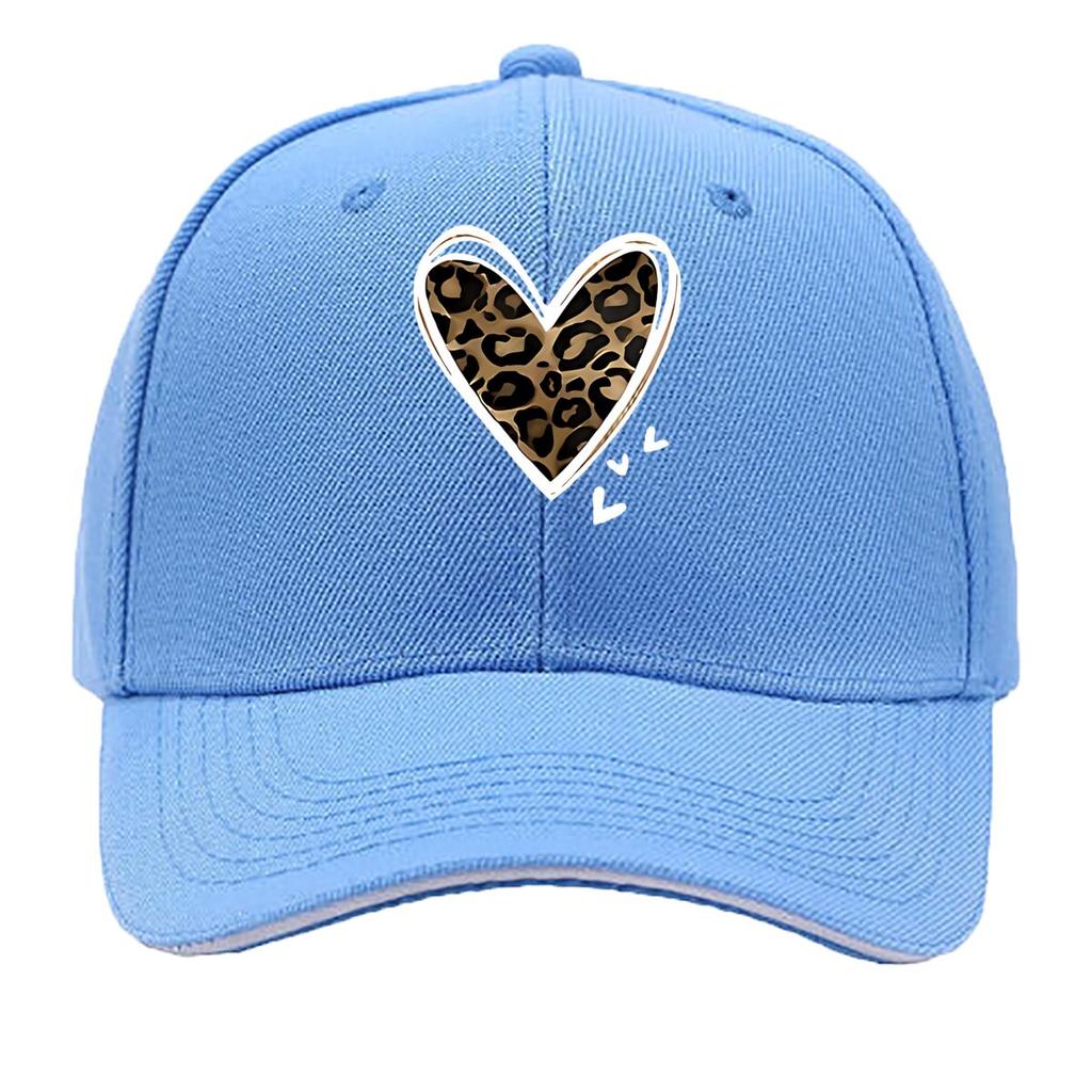 White Frame Leopard Print Heart Home Decor Hip Hop hat Fashion Outdoor Sports Sandwich Baseball Cap