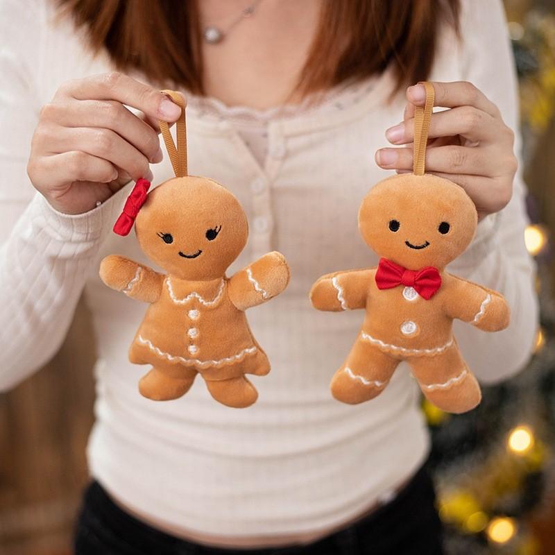 Christmas Man Gingerbread Pendant Plush Toy Doll Holiday Decor Keychain Couple