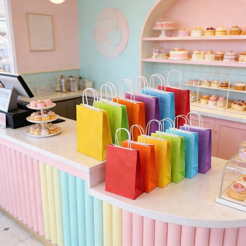 6pcs Kraft Paper Handbags, Small Gift Bags - Durable, Reusable, and Stylish Shopping Totes with Handles, Perfect for Groceries