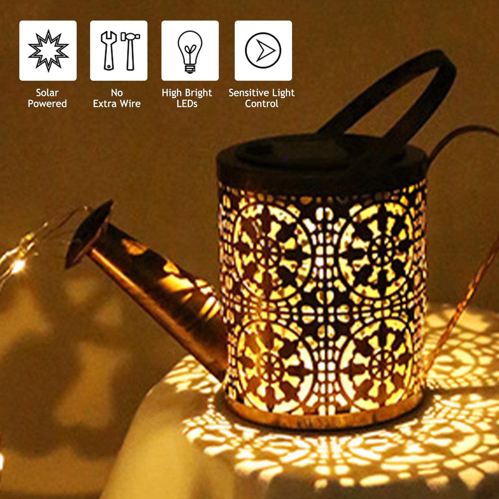 

36LEDs 600mm Solar Powered Energy Outdoor Kettle Light Watering Can Lamp Fairy String Light Sensitive Light Control Built-in 600mAh High Capacity Rech