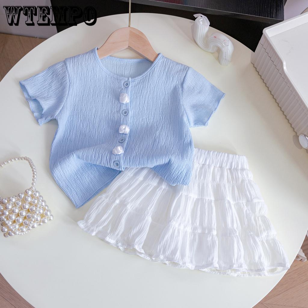 Girls' Set Summer Children's Short Sleeved Top Baby Summer Fashion Half Skirt Two Piece Set