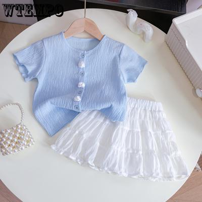Girls' Set Summer Children's Short Sleeved Top Baby Summer Fashion Half Skirt Two Piece Set