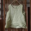Johnature Women Vintage Tank Tops Solid Color O-Neck Cloths Summer Loose Casual Women Tank