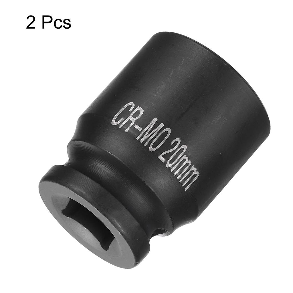 uxcell 2Pcs 4 Point Square Socket 1/2" Drive 20mm Metric