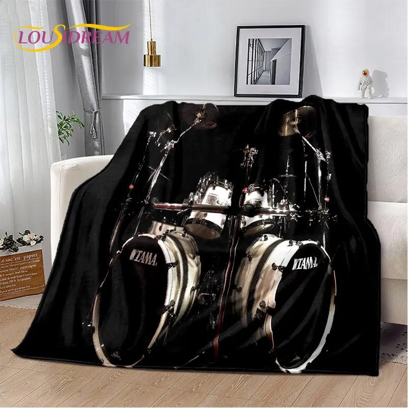 Kit de tambor musical, conjunto de instrumentos, cobertor de pelúcia macio, cobertor de flanela, cobertor para sala de estar, quarto, cama, sofá, piquenique, criança