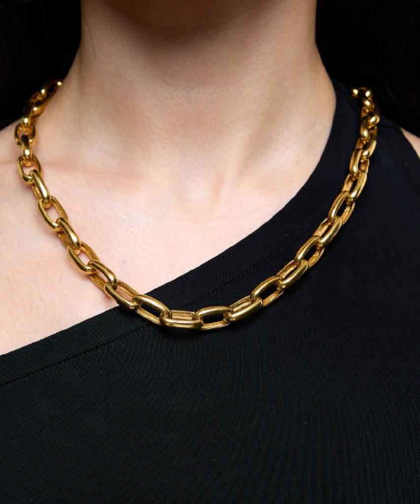 Grasse Matinee Oval Link Chain Necklace Gold