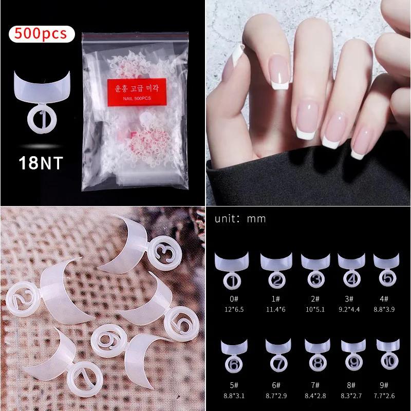 500PCS Natural Transparent Ballerina Almond  Round End Full/Half Ballet Coffin French False Nail Tips Fake Toenail Tip Manicure