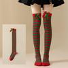 Women with Bow Accent for Women Girls Christmas Socks Knee-High Over-the-Knee Elegant Red & Green Striped Long Socks