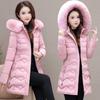 Women Down Cotton Coat Winter Puffer Parkas Fur Collar Thicken Warm Snow Wear Hooded Padded Coat Zipper Woman Overcoat