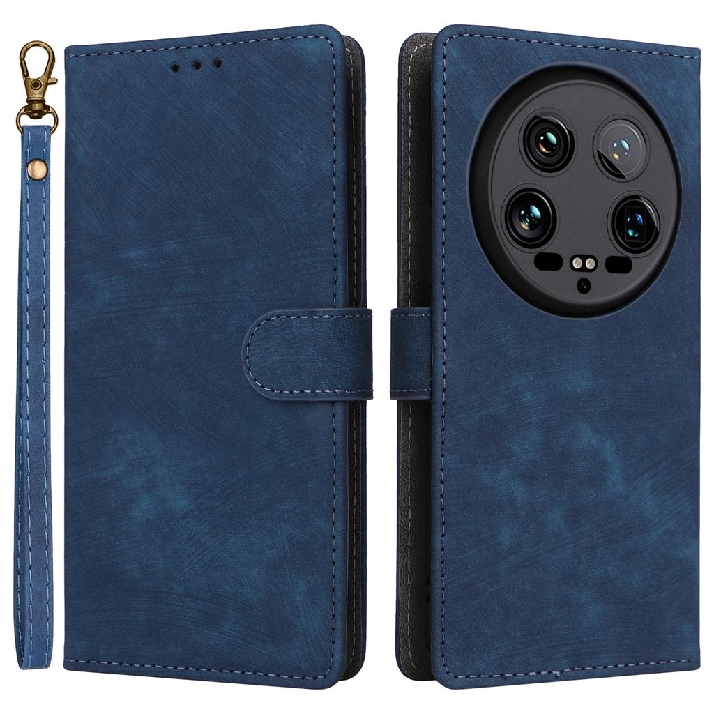 For Xiaomi 14 Ultra Phone Case with Hand Strap PU Leather RFID Blocking Wallet Cover
