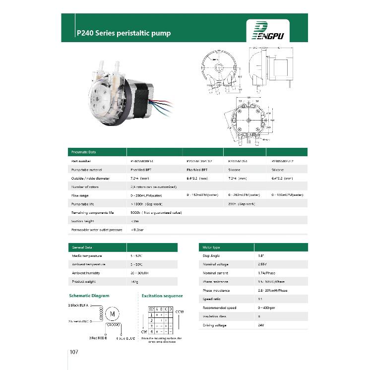 PENGPU High Precision Mini Peristaltic Pump Stepper Motor 0-600mLPM Speed Regulation BPT Pipe Water Pump With Long Lifetime
