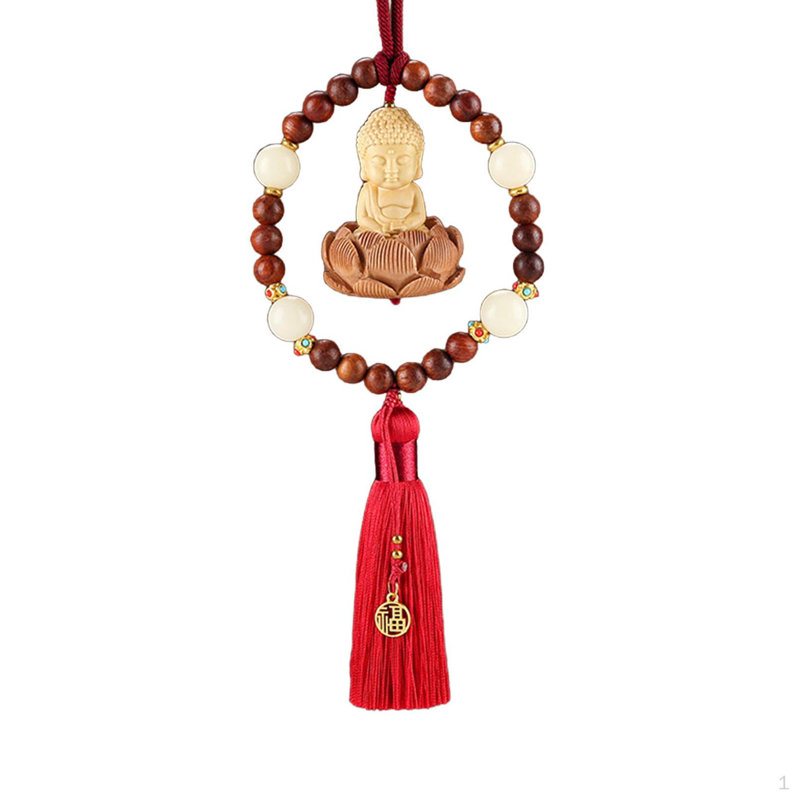 

Статуя Будды, подвесной орнамент, автомобильное зеркало заднего вида, подвесное украшение, висячий автомобиль для заднего вида, Red Tassel