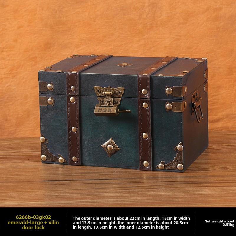 European Retro Wooden Lock Storage Box Home Storage Box Wooden Box Decorative Ornament Secret Room Escape Prop Box