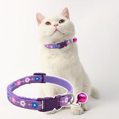 2 Pcs Pet Collar with Bell Floral Design Cat Collar with Buckle Adjustable Puppy Collar for Tiny Boys Girls Kitten Dogs Small Animals
