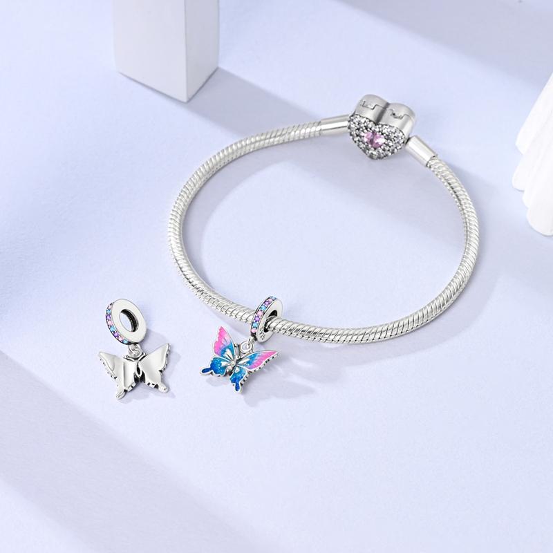 Pendants Charms Beads Copper Colorful Butterfly Bead Fits Genuine Bracelets For Jewellery Crafting ValentineS Day Gifts