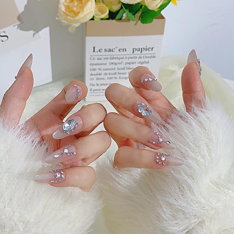 Rhinestone Luxury Oval Nail Tips 2026: Long, Sexy, Handmade, Detachable