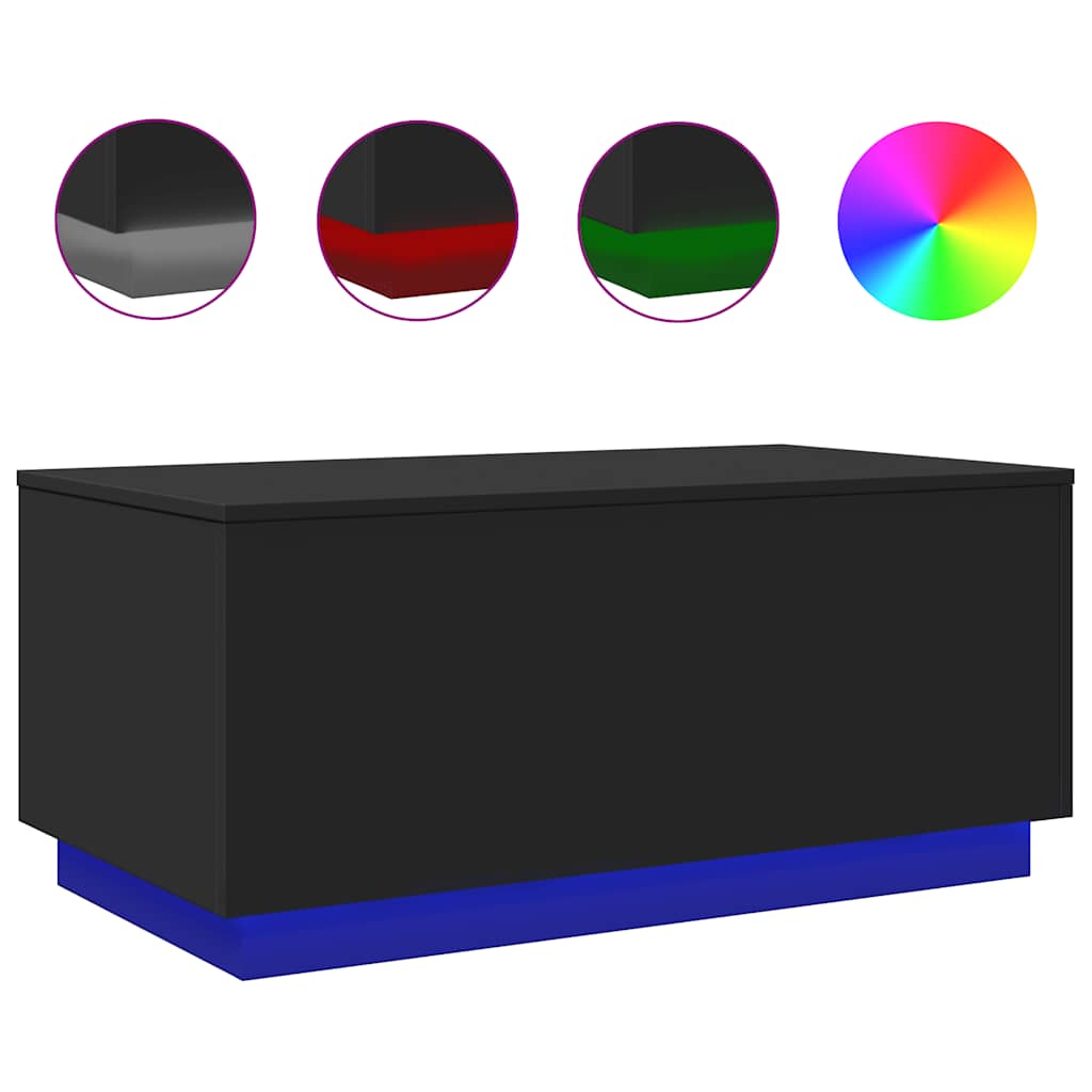 LED Coffee Table Black 90 x 50 x 40 cm