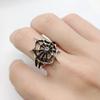 Adjustable Gothic Vintage Spiderweb Ring With Black Purple Crystal Inlay Women Men
