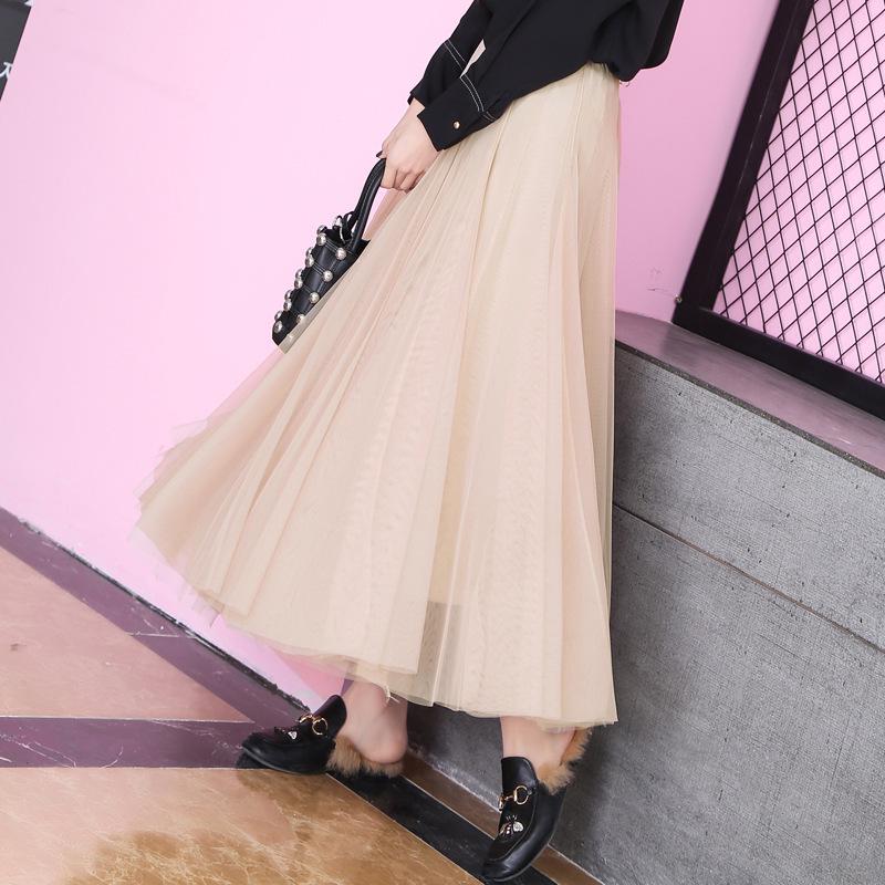 

Cross-border Women s High Waist Pleated Midi Mesh Skirt - Slimming Drape Design, 30 Pieces. Length 90cm [suitable for 85-155 jin]