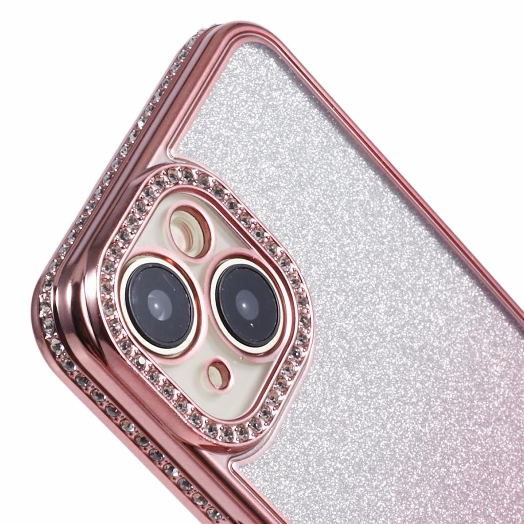 For iPhone 15 Plus TPU Case Shiny Rhinestone Gradient Glitter Phone Back Cover