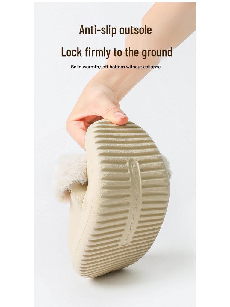 Waterproof Fur Slippers: Detachable, Washable Cotton for Men & Women, 2025 Autumn/Winter Indoor & Outdoor Use