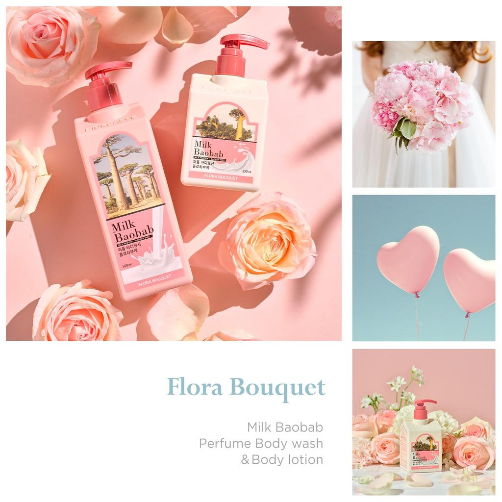 Mleko Baobab Perfumowany Balsam do Ciała 4 Zapachy [Oficjalny] 250ml, (Bukiety kwiatowe)