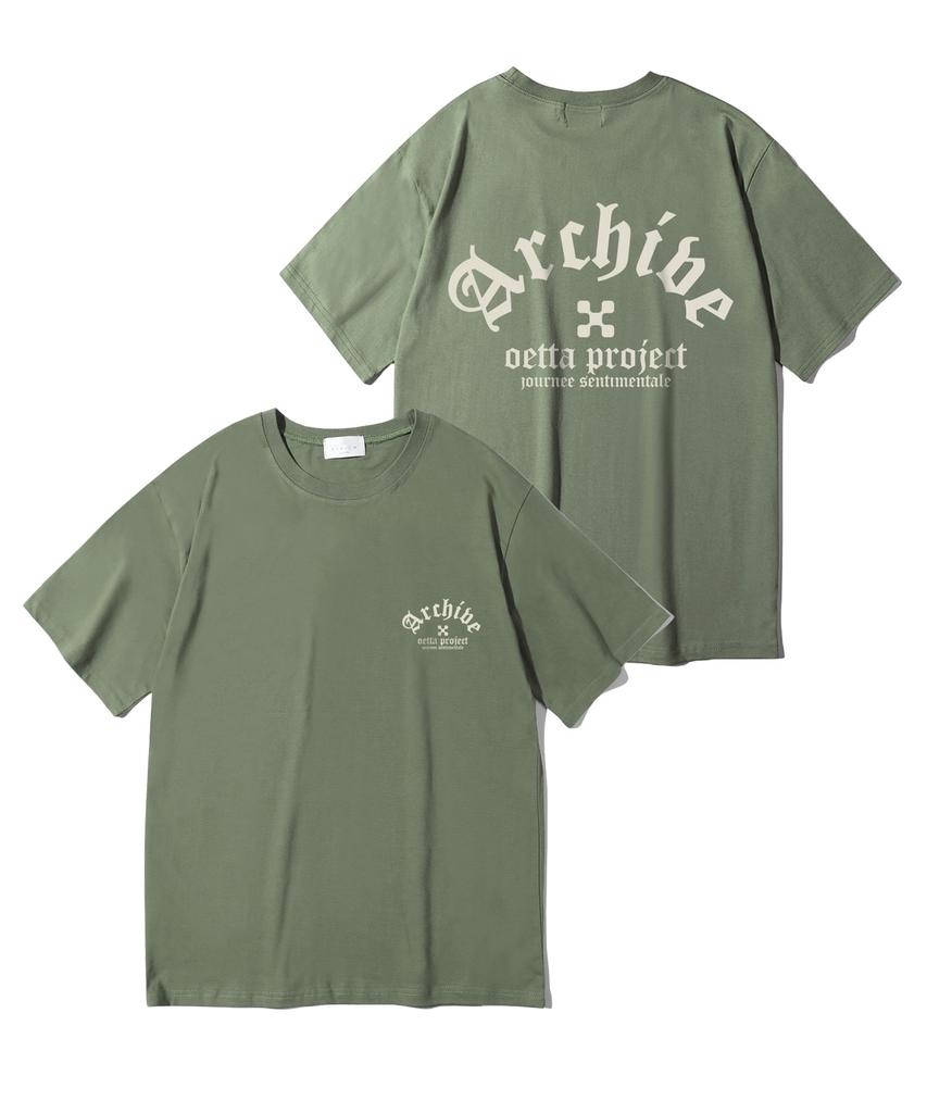 Oeta Archive Gothic Double Cotton Oversized Short Sleeve T-Shirt Khaki Ots26033