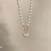 Elegant Pearl Necklace For Women Heart Pendant Necklaces Luxury Imitation Pearls Chain Necklaces Korean Jewelry Girls Gifts