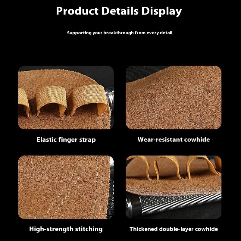 Cowhide Gym Gloves Grips Anti-Skid Weight Power Belt Lifting Pads Deadlift Belt Workout Crossfit Fitness Gloves Palm Protection